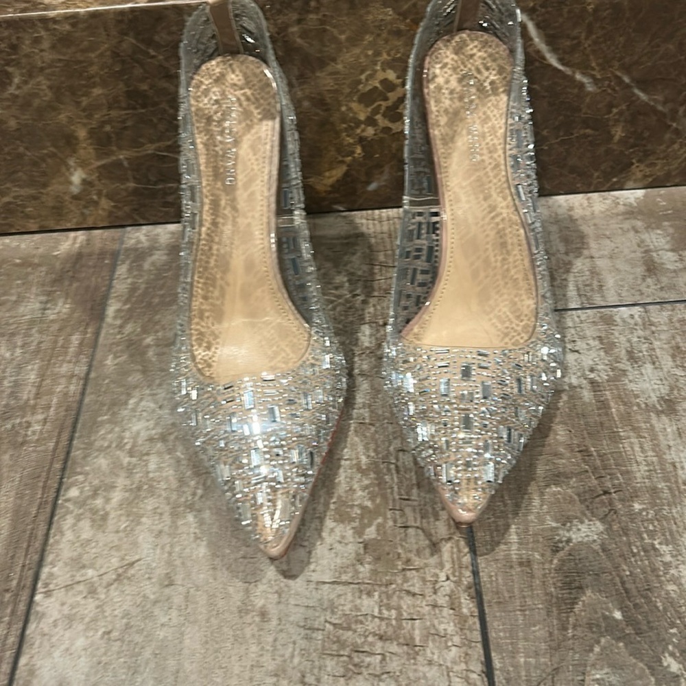 Silver Geometric Patterned High Heels - image 3